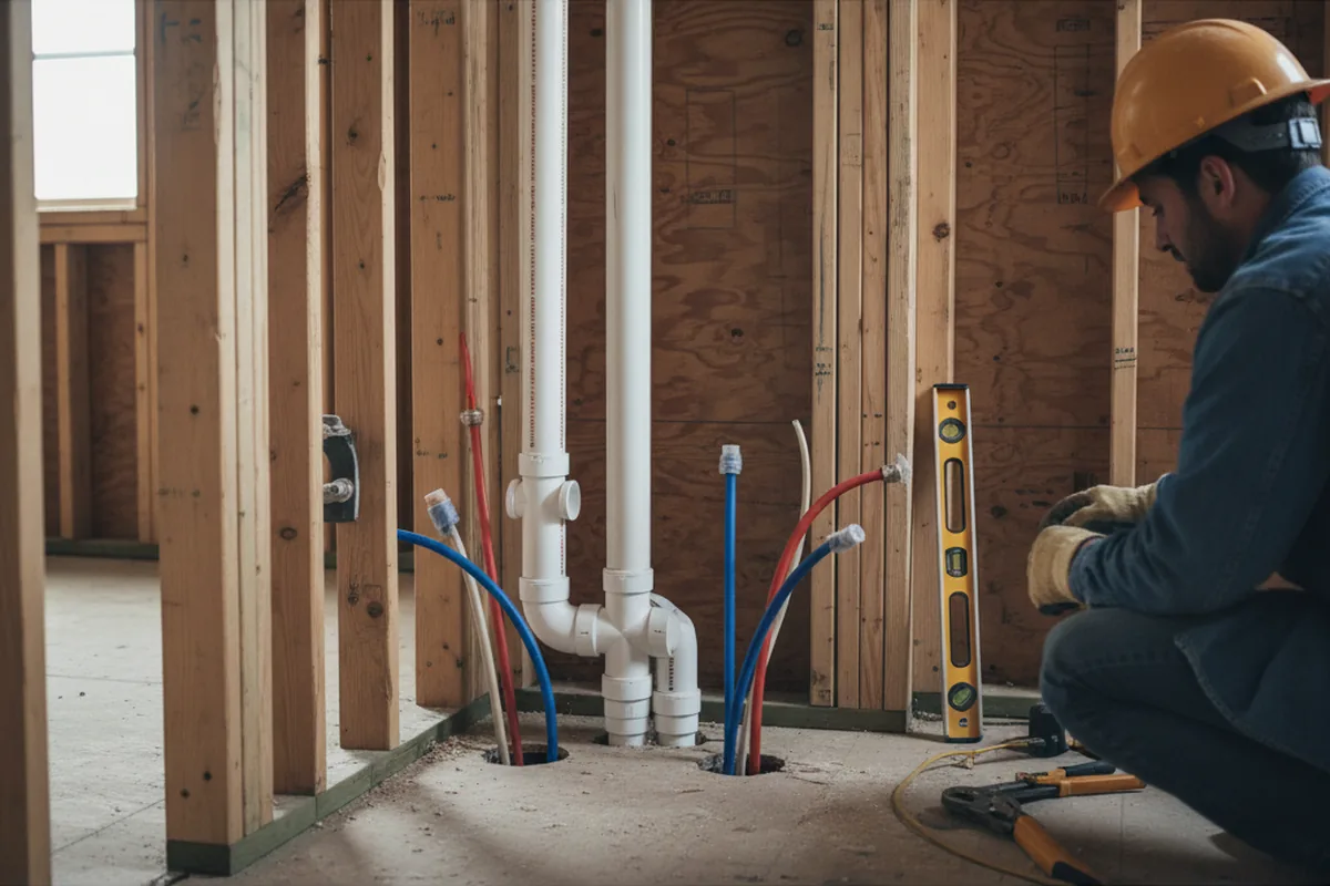 Drain and supply rough-in during Drain Cleaning in Harrisville